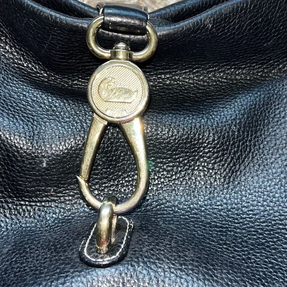 D&B Black Leather Hobo Bag Belvedere Logo Lock Shoulder Bag